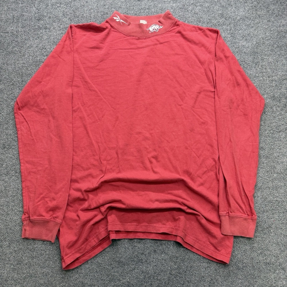 Arkansas Razorbacks Vintage Reebok Turtle Neck T Long‎ Sleeve Shirt Size XXl Red